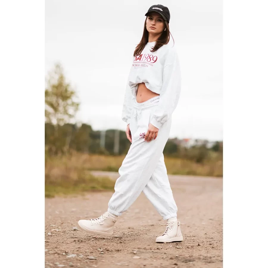 Wysokie Sneakersy "Vanilla Street" – Beżowy Monochrom