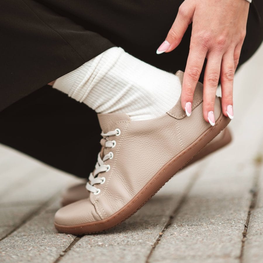Sneakersy "Cloud Comfort" – Groszkowa Skóra Taupe