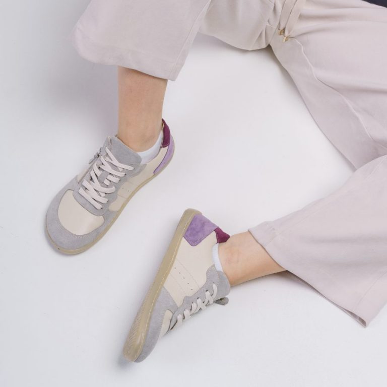 Zamszowe Sneakersy Damskie w Stylu Retro – Pastelowy Mix Kolorów "Lavender & Grey"