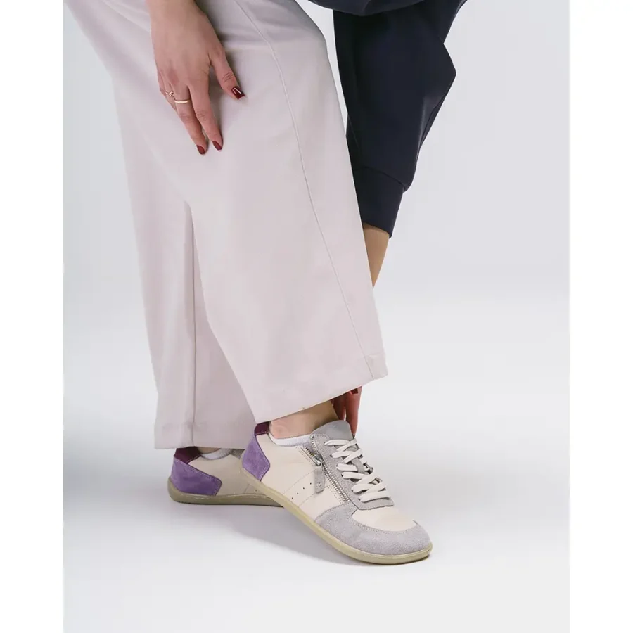 Zamszowe Sneakersy Damskie w Stylu Retro – Pastelowy Mix Kolorów "Lavender & Grey" - obrazek 4