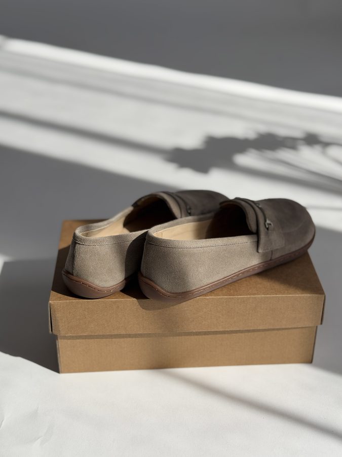 Mokasyny Rita - szary Barefoot ze Złotym Detalem - obrazek 8