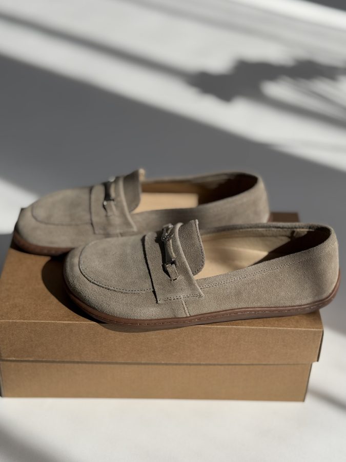 Mokasyny Rita - szary Barefoot ze Złotym Detalem - obrazek 10